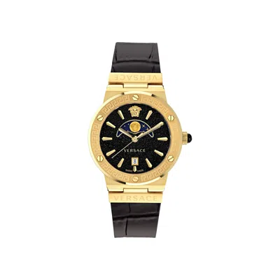 Pre-owned Versace Greca Logo Moonphase Watch 'gold' | Women's Size Onesize