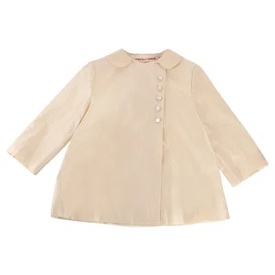 Pre-owned Gucci Long-sleeve Silk Collared Top 'cream' | Kid's Size 12 In White