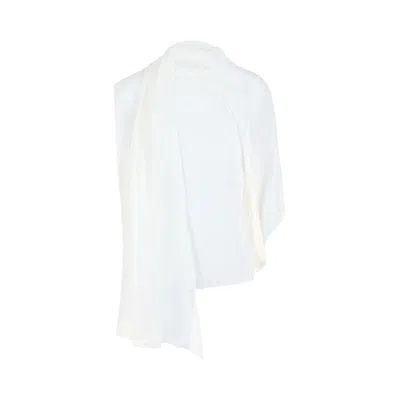 Pre-owned Ferragamo Asymmetrical Shawl Blouse 'white' | Women's Size 48