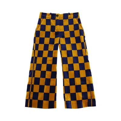 Pre-owned Gucci Checkered Velvet Pants 'blue' | Kid's Size 4