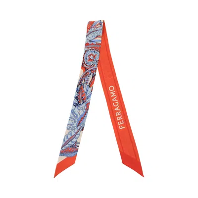 Pre-owned Ferragamo Togo Print Silk Bandeau 'orange' | Women's Size Onesize