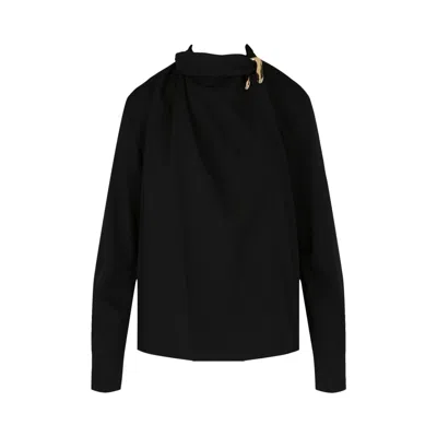 Pre-owned Bottega Veneta Draped Blouse 'nero' | Black | Women's Size 34