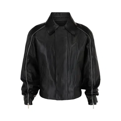 Pre-owned Ferragamo Contrasting Panels Zip Up Leather Jacket 'black' | Men's Size 46