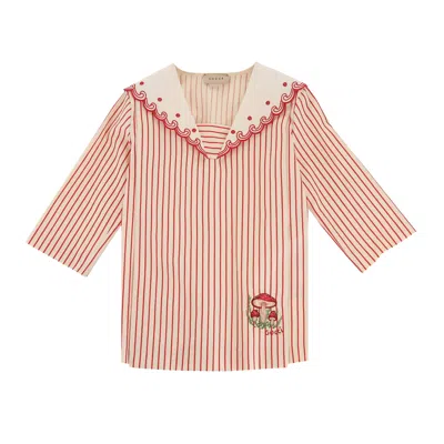 Pre-owned Gucci Mushroom Striped Cotton Shirt 'white' | Kid's Size 6