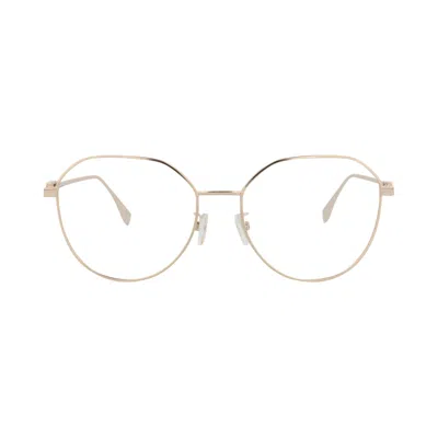 Pre-owned Fendi Round Frame Metal Optical Frames 'gold/transparent' | Women's Size Onesize