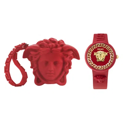 Pre-owned Versace Medusa Pop Silicone Watch 'red' | Women's Size Onesize