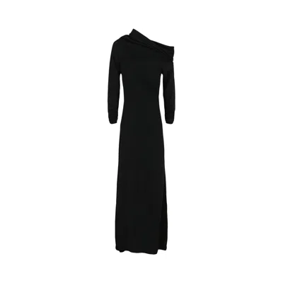 Pre-owned Ferragamo Long-sleeve Off The Shoulder Gown 'black' | Women's Size L