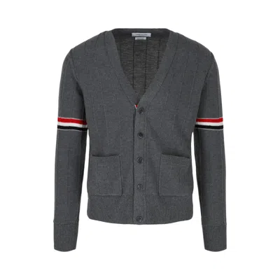 Pre-owned Thom Browne Wool Relaxed V Neck Armband Cardigan 'grey' | Men's Size 2 In Gray