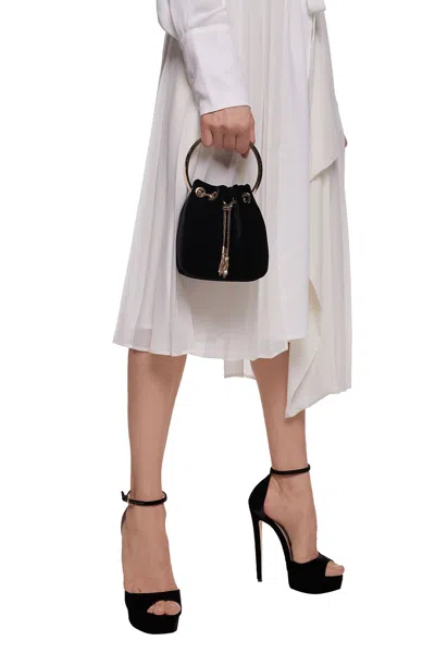 Jimmy Choo Round Handle Shoulder Bag Tassel In Black