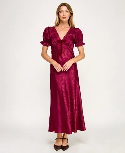 Row A Women's Short Sleeves V-neck Dress In Pink