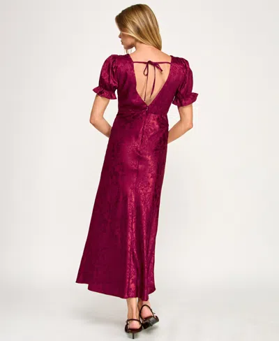 Row A Women's Short Sleeves V-neck Dress In Pink