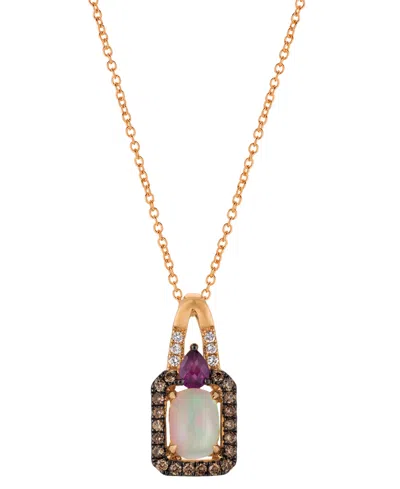 Le Vian Opal (.50 Ct. T.w.), Rhodolite (.15 Ct. T.w.), Vanilla Diamond (.03 Ct. T.w.) And Chocolate Diamond  In Gold