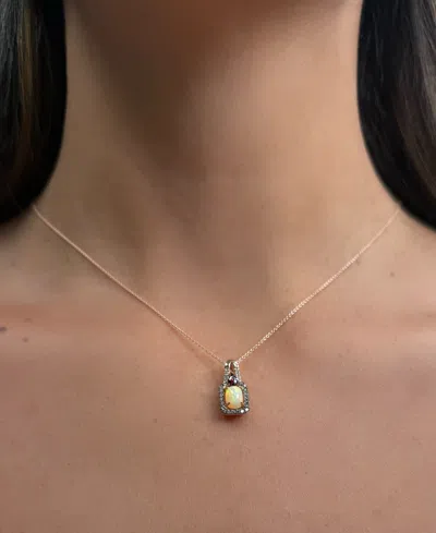 Le Vian Opal (.50 Ct. T.w.), Rhodolite (.15 Ct. T.w.), Vanilla Diamond (.03 Ct. T.w.) And Chocolate Diamond  In Gold