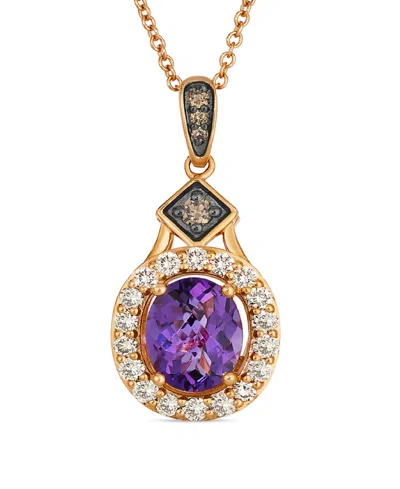 Le Vian Dark Amethyst (1.14 Ct. T.w.), Nude Diamond (.31 Ct. T.w.) And Chocolate Diamond Pendant Necklace (. In Gold
