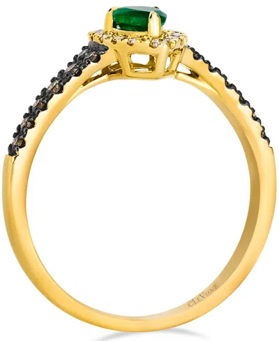 Le Vian Emerald (.25 Ct. T.w.), Chocolate Diamond (.19 Ct. T.w.) And Nude Diamond Ring (.15 Ct. T.w.) In 14k In Gold