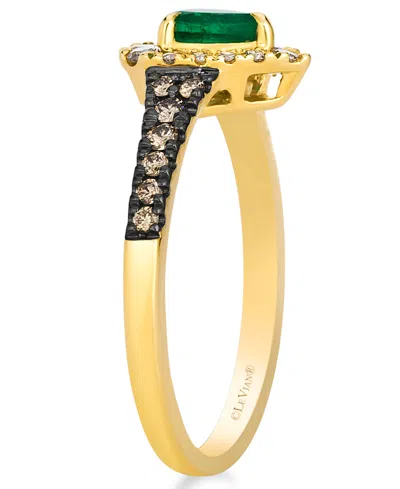Le Vian Emerald (.25 Ct. T.w.), Chocolate Diamond (.19 Ct. T.w.) And Nude Diamond Ring (.15 Ct. T.w.) In 14k In Gold
