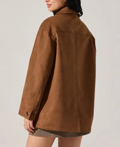 Astr Presleigh Faux Suede Jacket In Brown, Women's At Urban Outfitters In Brown