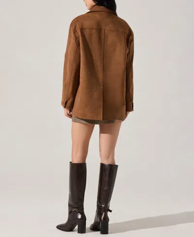 Astr Presleigh Faux Suede Jacket In Brown, Women's At Urban Outfitters In Brown