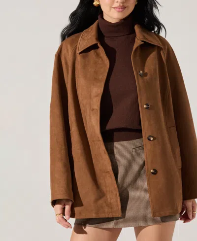 Astr Presleigh Faux Suede Jacket In Brown, Women's At Urban Outfitters In Brown