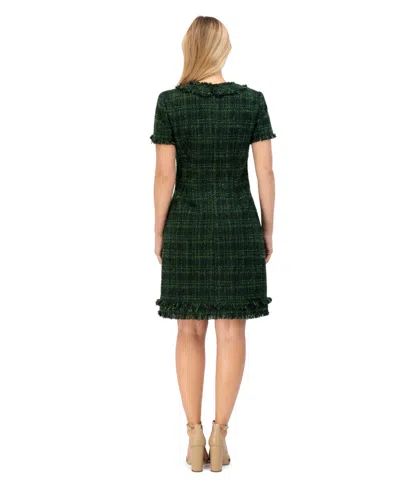 Eliza J Plus Size Short Sleeve Lurex Boucle Shift Dress In Green