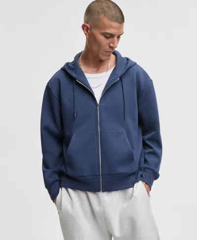 Mode Of One Men's Full-zip Scuba Knit Hoodie, Macy's Exclusive In Blue