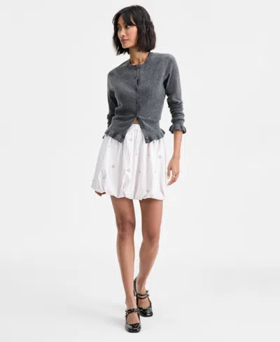 On 34th Women's Embellished Bubble-hem Mini Skirt, Macy's Exclusive In White