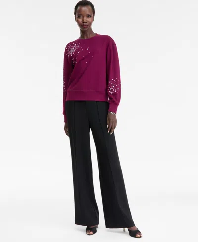 Inc International Concepts Women's Embellished French Terry Sweatshirt, Macy's Exclusive In Purple