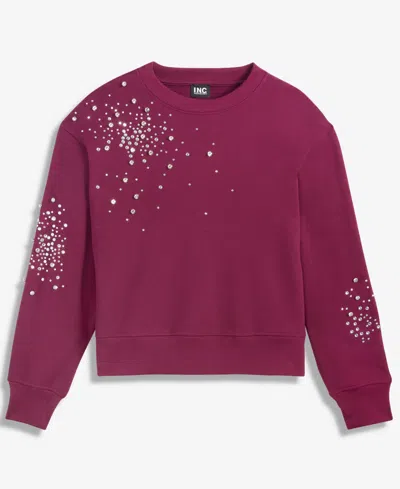 Inc International Concepts Women's Embellished French Terry Sweatshirt, Macy's Exclusive In Purple