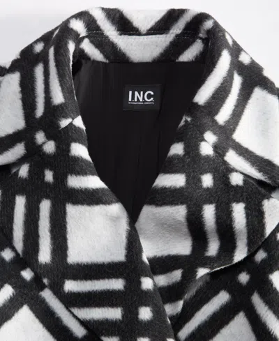 Inc International Concepts Women's Belted Plaid Coat, Macy's Exclusive In Black