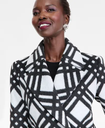 Inc International Concepts Women's Belted Plaid Coat, Macy's Exclusive In Black