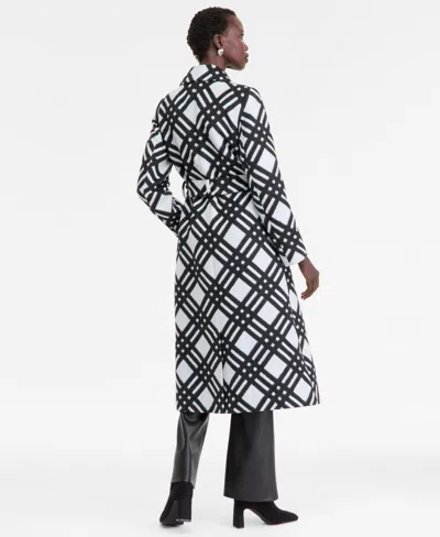 Inc International Concepts Women's Belted Plaid Coat, Macy's Exclusive In Black