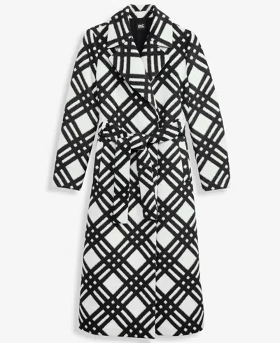 Inc International Concepts Women's Belted Plaid Coat, Macy's Exclusive In Black