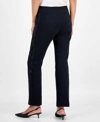 Jm Collection Petite Sequin-trim Cambridge Pants, Macy's Exclusive In Black