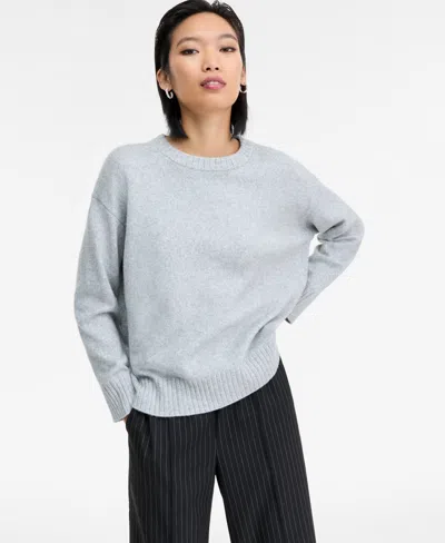 Inc International Concepts Women's Ribbed-trim Crewneck Pullover Sweater, Macy's Exclusive In Blue