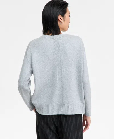 Inc International Concepts Women's Ribbed-trim Crewneck Pullover Sweater, Macy's Exclusive In Blue