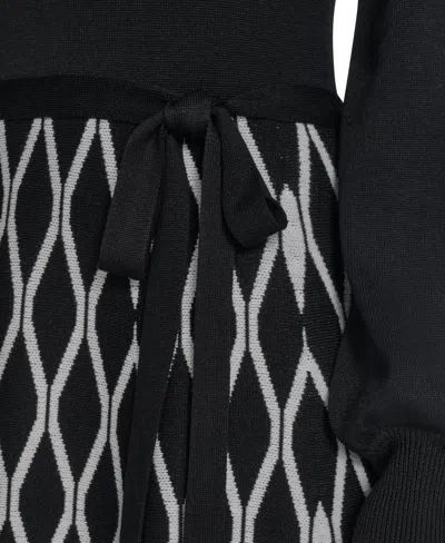 Jessica Howard Petite Long Sleeve Fit & Flare Sash Midi Dress In Black