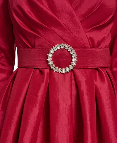 Jessica Howard Petite Collared V-neck Midi Dress In Red