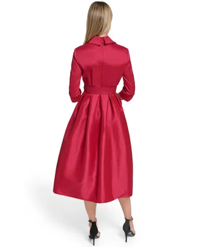 Jessica Howard Petite Collared V-neck Midi Dress In Red