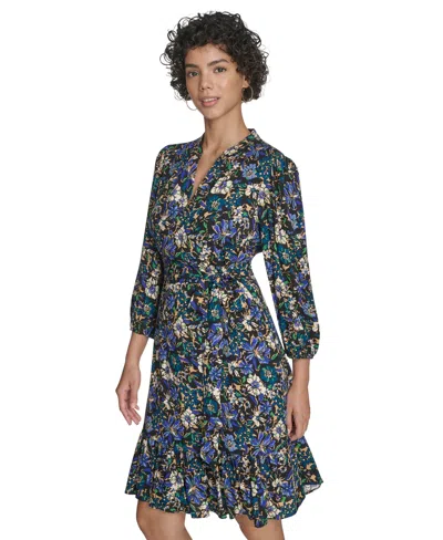 Jessica Howard Women's Balloon Sleeve Sash Dress In Blue