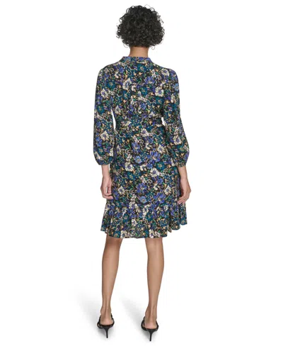 Jessica Howard Women's Balloon Sleeve Sash Dress In Blue