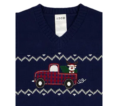 Izod Baby Boys 3-piece Fairisle Truck Sweater Vest, Shirt And Pants Set In Gray
