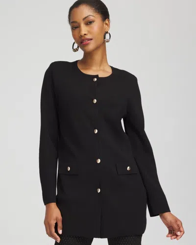 Chico's Button-down Crewneck Coatigan In Black