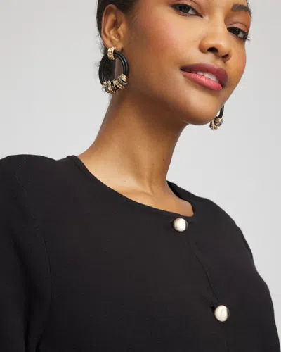 Chico's Button-down Crewneck Coatigan In Black