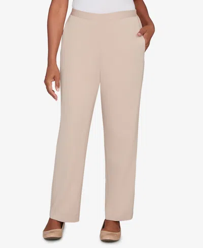 Alfred Dunner Women's Saratoga Springs Side Seam Pocket Short Length Twill Pants In Neutral