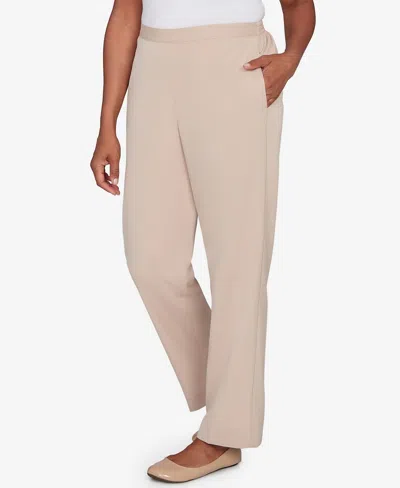 Alfred Dunner Women's Saratoga Springs Side Seam Pocket Short Length Twill Pants In Neutral