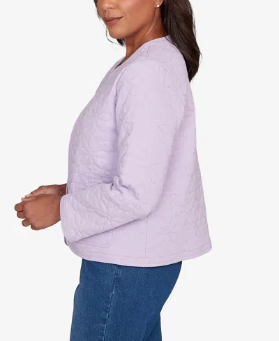 Alfred Dunner Plus Size Hilton Head Floral Quilted Patchwork Jacket In Purple