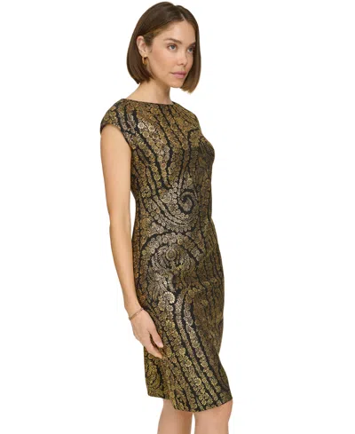 Tommy Hilfiger Petite Foil Print Sheath Dress In Green