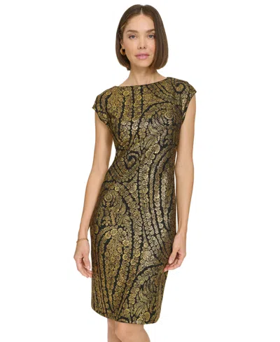 Tommy Hilfiger Petite Foil Print Sheath Dress In Green