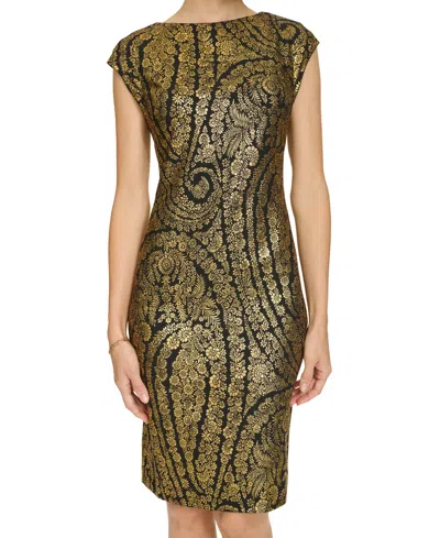 Tommy Hilfiger Petite Foil Print Sheath Dress In Green
