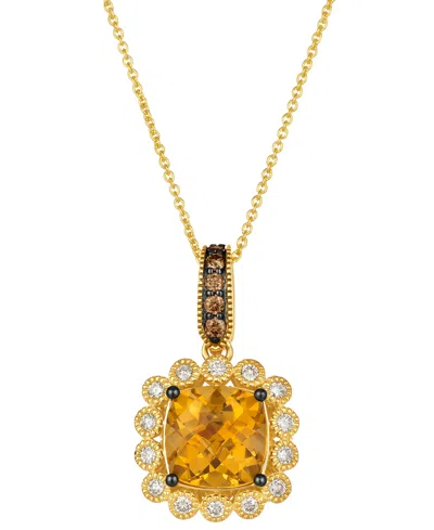 Le Vian Citrine (2.86 Ct. T.w.), Nude Diamond (25 Ct. T.w.) And Chocolate Diamond Pendant Necklace (0.13 Ct. In Gold
